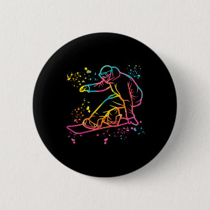 Snowboarder Kleurrijk Snowboard Snowboarden 33 Ronde Button 5,7 Cm
