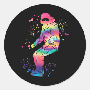 Snowboarder Kleurrijk Snowboard Snowboarden 35 Ronde Sticker