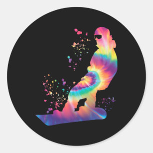 Snowboarder Kleurrijk Snowboard Snowboarden 40 Ronde Sticker