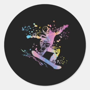 Snowboarder Kleurrijk Snowboard Snowboarden 48 Ronde Sticker