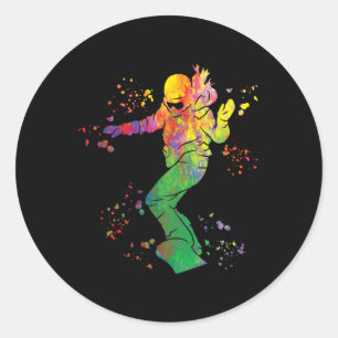 Snowboarder Kleurrijk Snowboard Snowboarden 9 Ronde Sticker