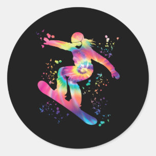 Snowboarder Kleurrijk Snowboard Snowboarden Ronde Sticker