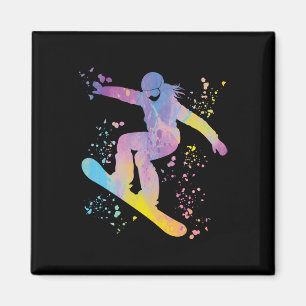 Snowboarder Kleurrijke Snowboard Snowboarden &#; Magneet