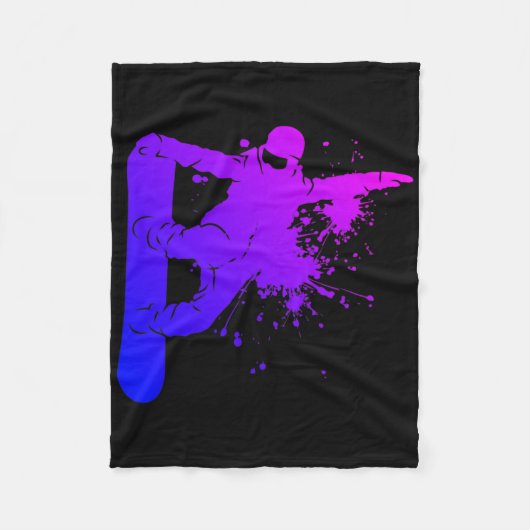 Snowboarder Mannen Snowboarding Wintersport Fleece Deken (Voorkant)