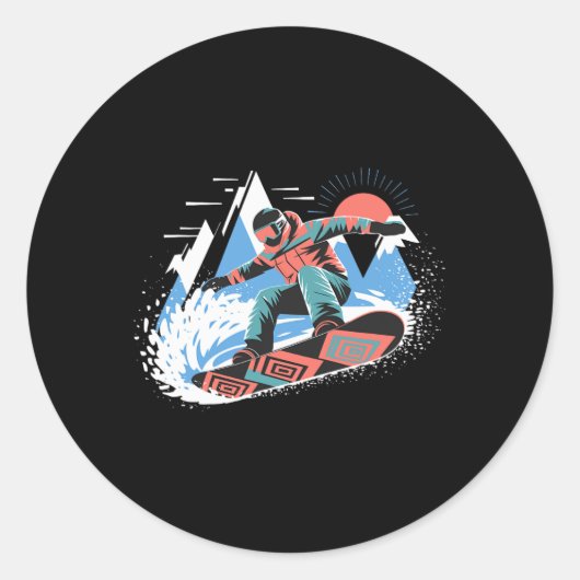 Snowboarder Master De Slopes Snowboarden Ronde Sticker (Voorkant)
