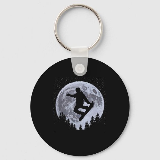 Snowboarder Moon Snowboarding Freestyle Pro Snowbo Sleutelhanger (Voorkant)