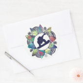 Snowboarder Mountain Flower Ronde Sticker (Envelop)