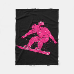 Snowboarder Mountains Skipiste Retro Snowboarden Fleece Deken