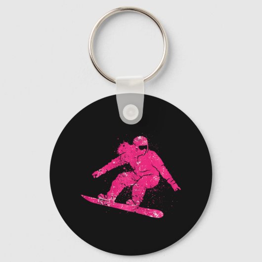Snowboarder Mountains Skipiste Retro Snowboarden Sleutelhanger (Voorkant)