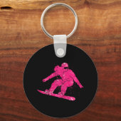 Snowboarder Mountains Skipiste Retro Snowboarden Sleutelhanger (Voorkant)