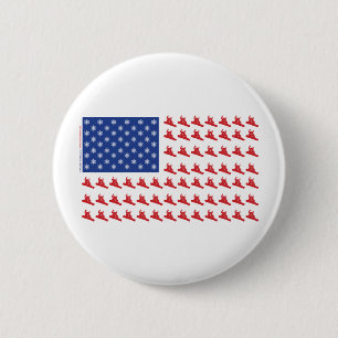 Snowboarder-Patriottische vlag Ronde Button 5,7 Cm