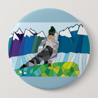 Snowboarder Pin (pas achterkleur aan!) Ronde Button 4,0 Cm