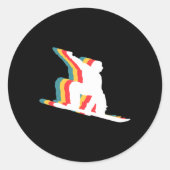 Snowboarder Retro Ronde Sticker (Voorkant)