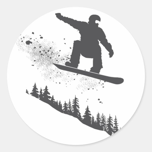 Snowboarder Ronde Sticker (Voorkant)
