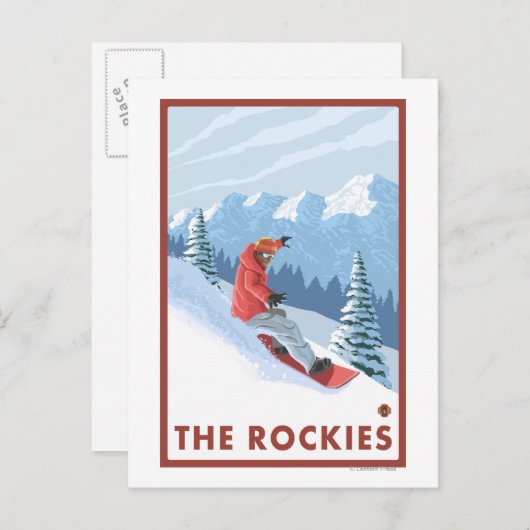 Snowboarder Scene - de Rockies Briefkaart (Voorkant / Achterkant)