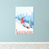 Snowboarder Scene - Glacier Peak, Washington Canvas Afdruk (Insitu (Houten vloer))