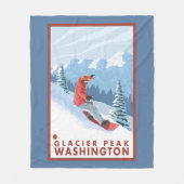 Snowboarder Scene - Glacier Peak, Washington Fleece Deken (Voorkant)