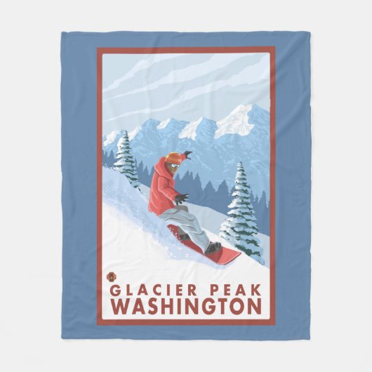 Snowboarder Scene - Glacier Peak, Washington Fleece Deken (Voorkant)
