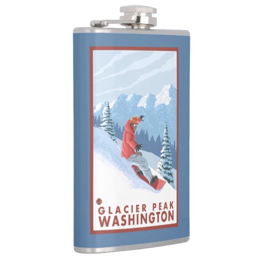 Snowboarder Scene - Glacier Peak, Washington Heupfles (Rechts)