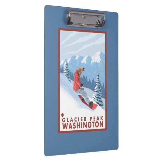 Snowboarder Scene - Glacier Peak, Washington Klembord (Rechts)