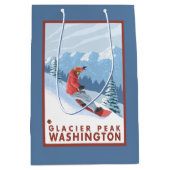 Snowboarder Scene - Glacier Peak, Washington Medium Cadeauzakje (Voorkant)