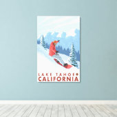 Snowboarder Scene - Lake Tahoe, Californië Canvas Afdruk (Insitu (Houten vloer))