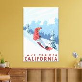 Snowboarder Scene - Lake Tahoe, Californië Canvas Afdruk (Insitu (Woonkamer))