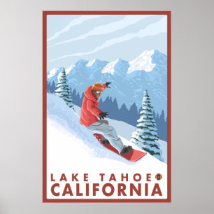 Snowboarder Scene - Lake Tahoe, Californië Poster