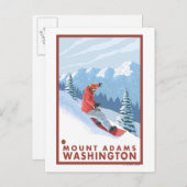 Snowboarder Scene - Mount Adams, Washington Briefkaart (Voorkant / Achterkant)