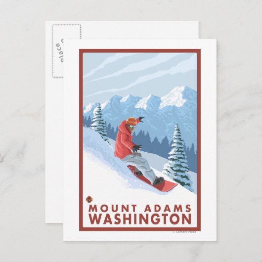 Snowboarder Scene - Mount Adams, Washington Briefkaart (Voorkant / Achterkant)