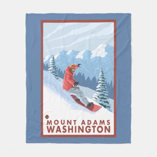 Snowboarder Scene - Mount Adams, Washington Fleece Deken (Voorkant)