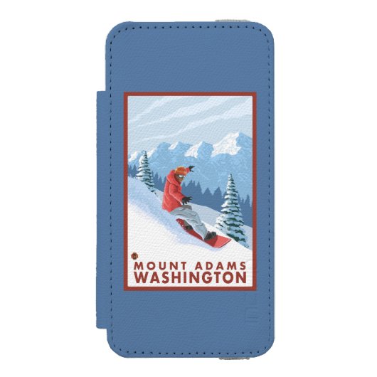 Snowboarder Scene - Mount Adams, Washington Incipio iPhone Portemonnee Hoesje (Voorkant Agenda)