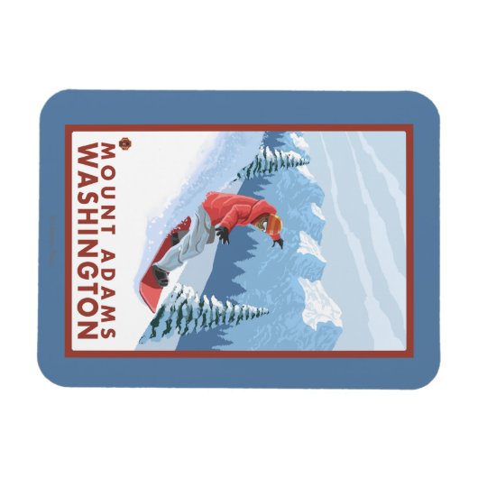 Snowboarder Scene - Mount Adams, Washington Magneet (Horizontaal)