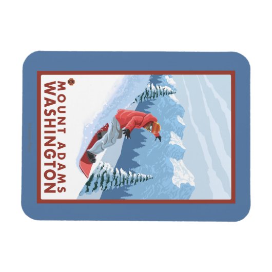 Snowboarder Scene - Mount Adams, Washington Magneet (Horizontaal)