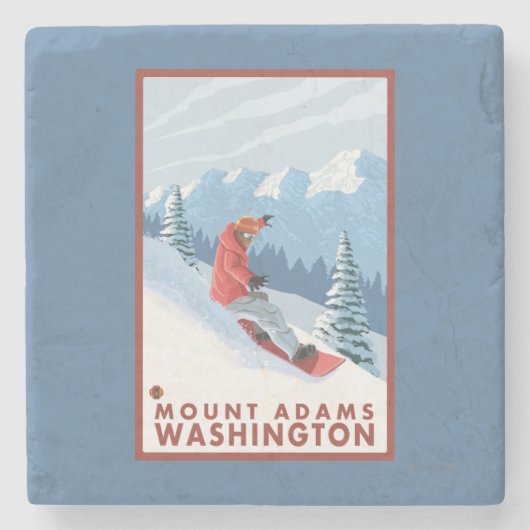 Snowboarder Scene - Mount Adams, Washington Stenen Onderzetter (Voorkant)