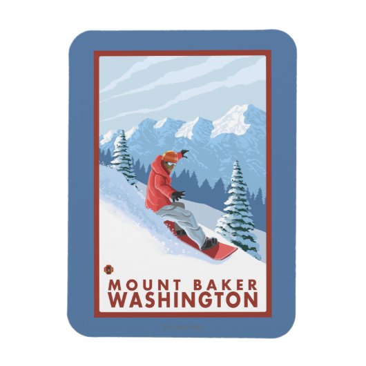 Snowboarder Scene - Mount Baker, Washington Magneet (Verticaal)