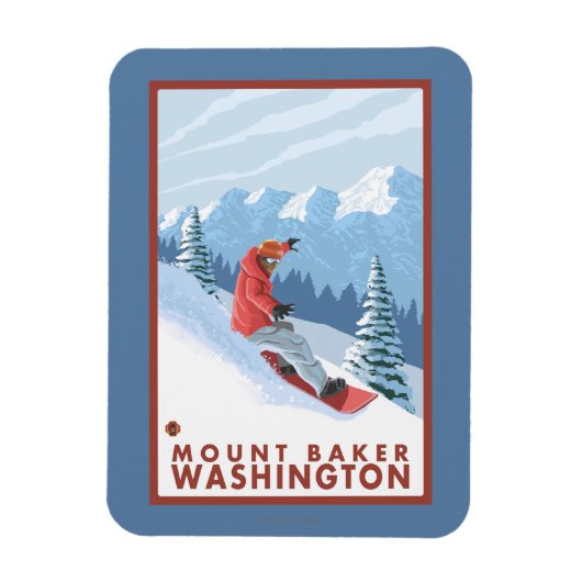 Snowboarder Scene - Mount Baker, Washington Magneet (Verticaal)