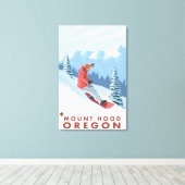 Snowboarder Scene - Mount Hood, Oregon Canvas Afdruk (Insitu (Houten vloer))