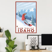 Snowboarder Scene - Sun Valley, Idaho Poster (Thuiskantoor)