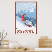 Snowboarder Scene - Timberline Lodge, Oregon Poster (Keuken)