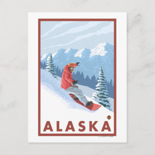 Snowboarder Scene- Vintage Travel Poster 2 Briefkaart
