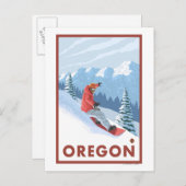 Snowboarder Scene- Vintage Travel Poster Briefkaart (Voorkant / Achterkant)