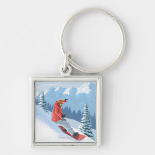 Snowboarder Scene - Washington Sleutelhanger