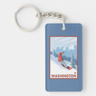 Snowboarder Scene - Washington Sleutelhanger