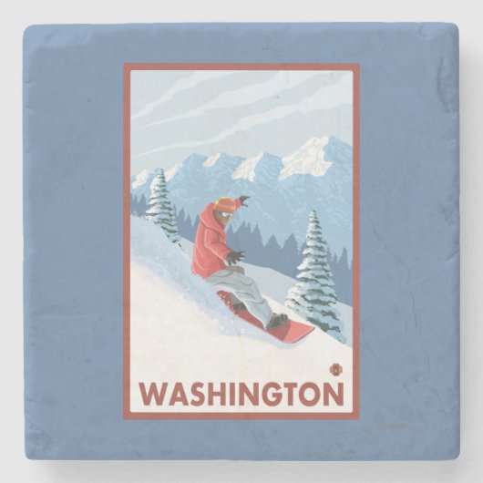 Snowboarder Scene - Washington Stenen Onderzetter (Voorkant)