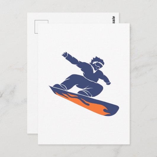 Snowboarder silhouet - Kies achtergrondkleur Briefkaart (Voorkant / Achterkant)