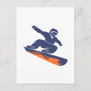 Snowboarder silhouet - Kies achtergrondkleur Briefkaart