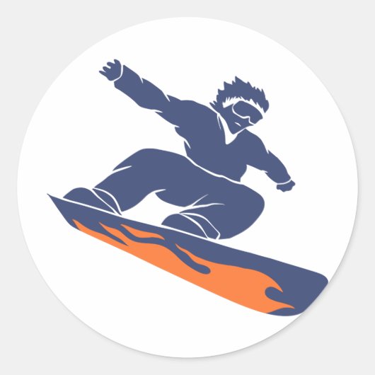 Snowboarder silhouet - Kies achtergrondkleur Ronde Sticker (Voorkant)