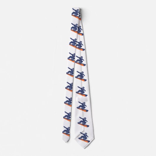 Snowboarder silhouet - Kies achtergrondkleur Stropdas (Achterkant)