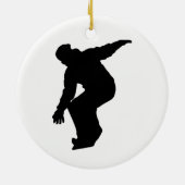 Snowboarder Silhouette Keramisch Ornament (Achterkant)